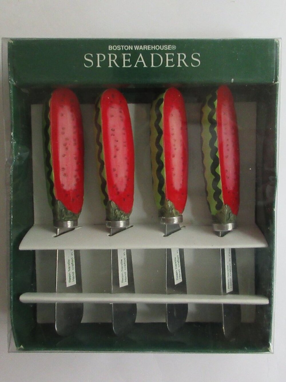 Boston Warehouse Watermelon Spreaders Set of 4 Resin Handle Stainless Knife NEW